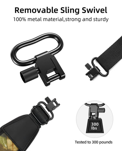 EZshoot Two Point Sling Rifle Sling with Metal Swivels,Rifle Strap with Soft Widened Shoulder Padded, Length Adjustable Gun Sling for Outdoor Sports,Camo