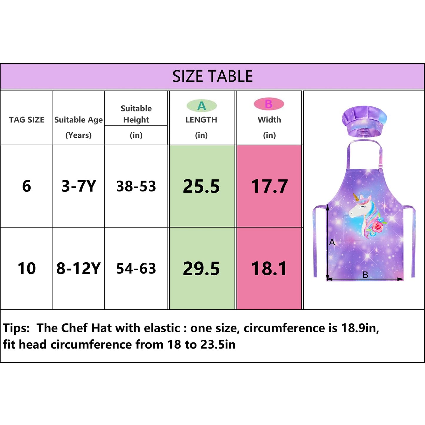 MHJY Kids Apron and Chef Hat Set, Child Aprons for Cooking Baking Painting Cute Toddler Girls Apron with Pockets 3-12 Years