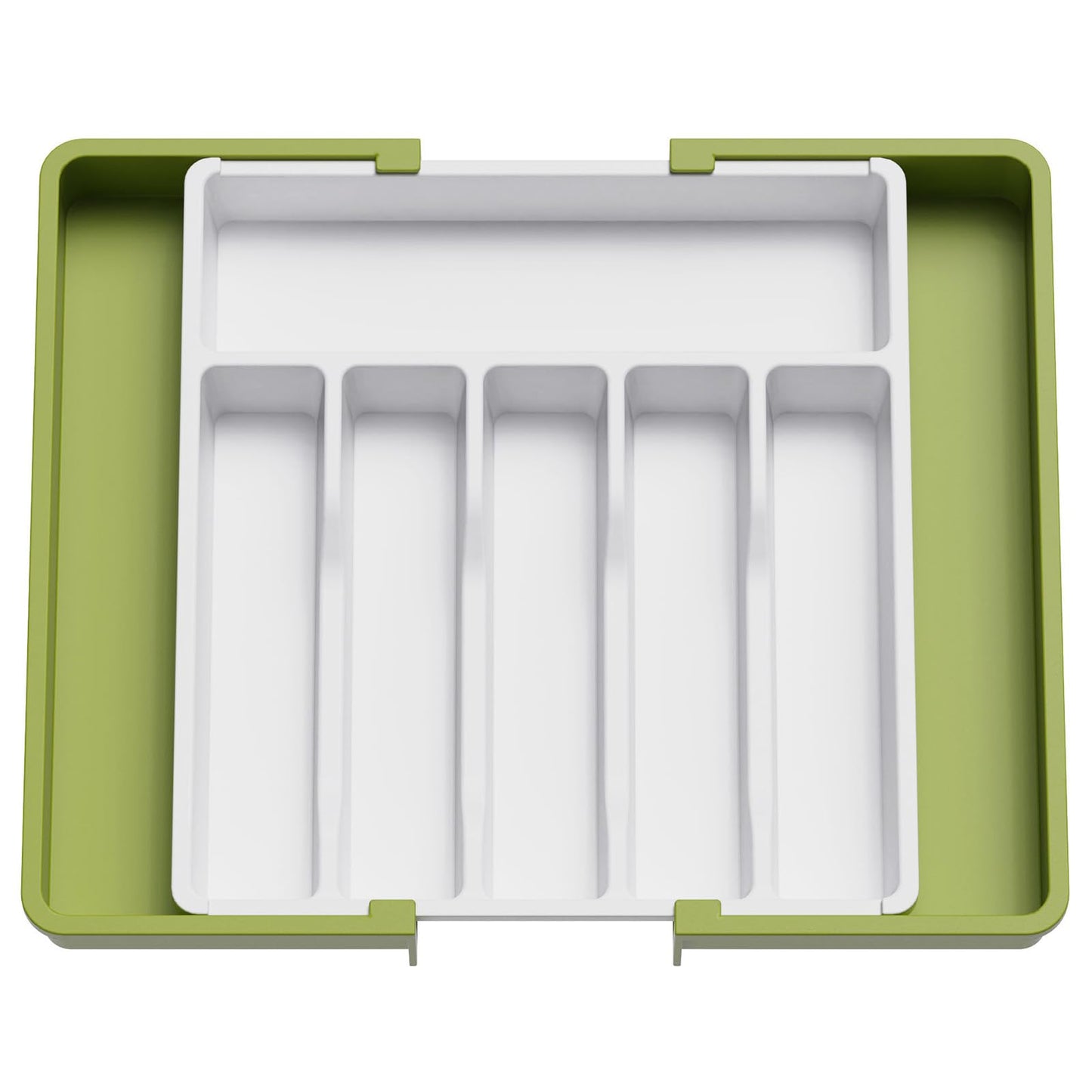 Lifewit Silverware Drawer Organizer, Expandable Utensil Tray for Kitchen, BPA Free Flatware and Cutlery Holder, Adjustable Plastic Storage for Spoons Forks Knives, Large, Green&White