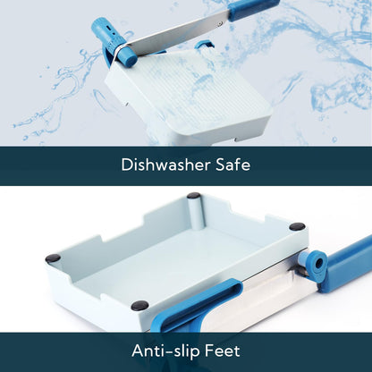 KITCHENDAO Multipurpose Cheese Slicer Cutter with Board for Arthritic and Weak Hands, Adjustable Thickness Dial for Block Cheese, Effortless Slicing, Guillotine Sausage Ham Biltong Jerky Slicer