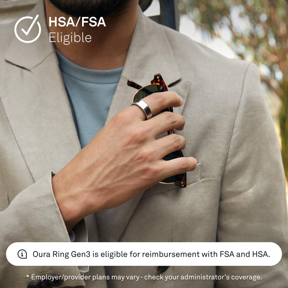 Oura Ring Gen3 Heritage - Silver - Size 6 - Smart Ring - Size First with Oura Ring Gen3 Sizing Kit - Sleep Tracking Wearable - Heart Rate - Fitness Tracker - 5-7 Days Battery Life