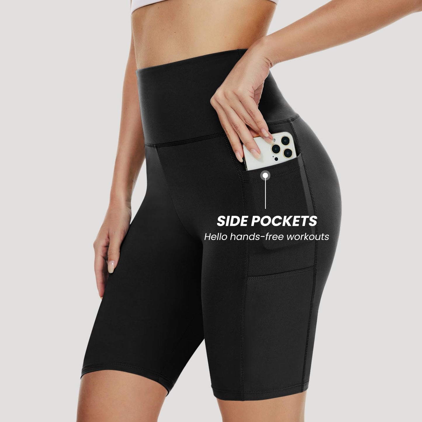 3 Pack Biker Shorts for Women – 8" Black High Waisted Tummy Control for Gym Workout Athletic Cheerleading Yoga