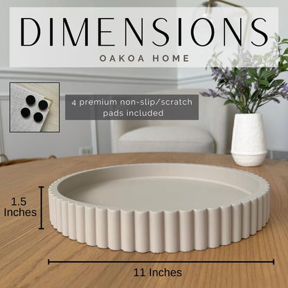OAKOA Round Decorative Tray for Coffee Table Decor - Concrete Round Tray Home Decor - Bandejas Decorativas - Circle Coffee Table Centerpiece