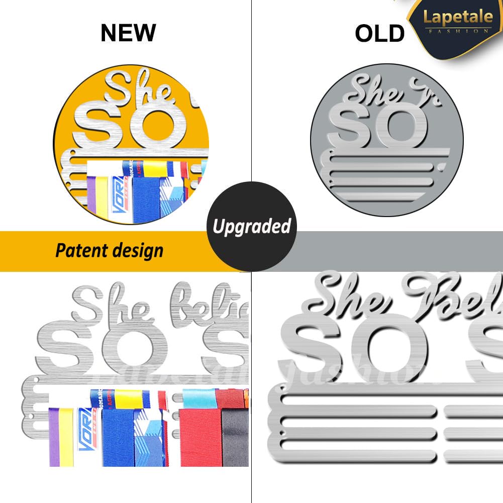 Lapetale Fashion She Believed She Could SO SHE DID Race Medal Holder Wall Hanger,Marathon Runner Medal Display,Running Medal Display, Medal Holder for Wall, Sports Medal Hanger Display Gifts