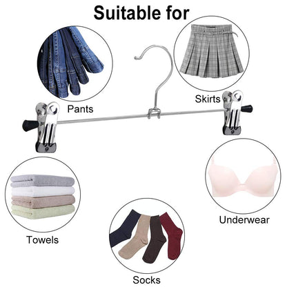 NORTHERN BROTHERS Pants Hangers with Clips Heavy Duty 20 Pack, Adjustable Metal Pants Hanger, Skirt Hangers with Clips Space Saving Hangers for Jeans