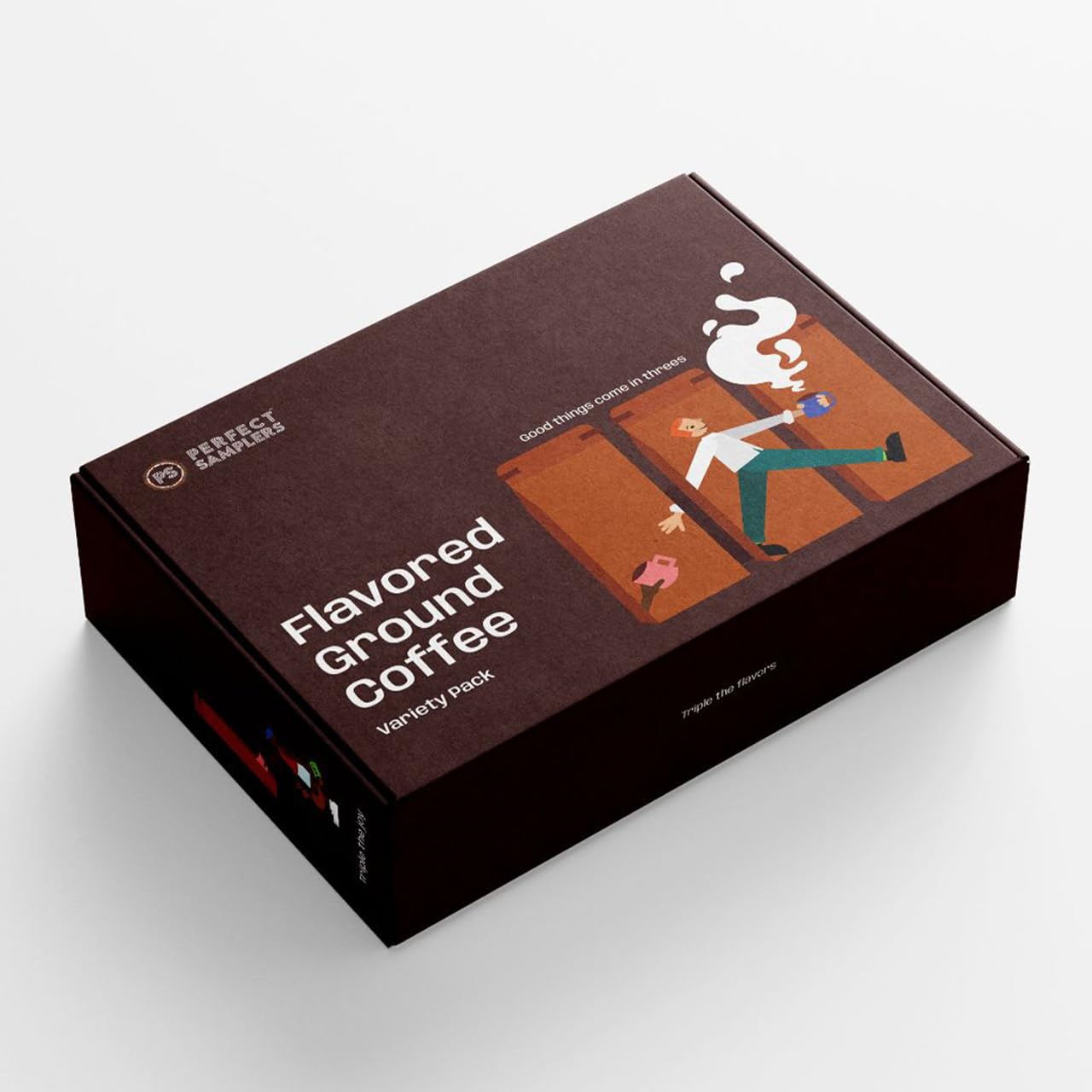 Perfect Samplers Flavored Ground Coffee Gift Box Variety Pack, Twix, Baileys Original, Chocolate Raspberry Coffee, Medium Roast Ground Coffee Sampler, 3 Pack