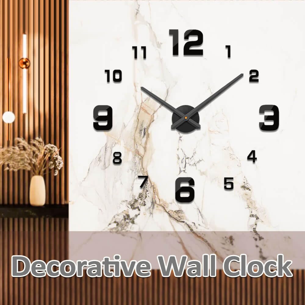 Mintime Modern Frameless DIY Wall Clock Large 3D Wall Watch Mirror Numbers for Home Office Decorations