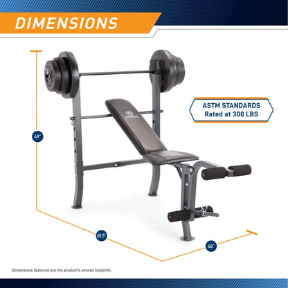 Marcy MD-2082W Diamond Elite MD Standard Bench with 100 lb. Weight Set, Incline