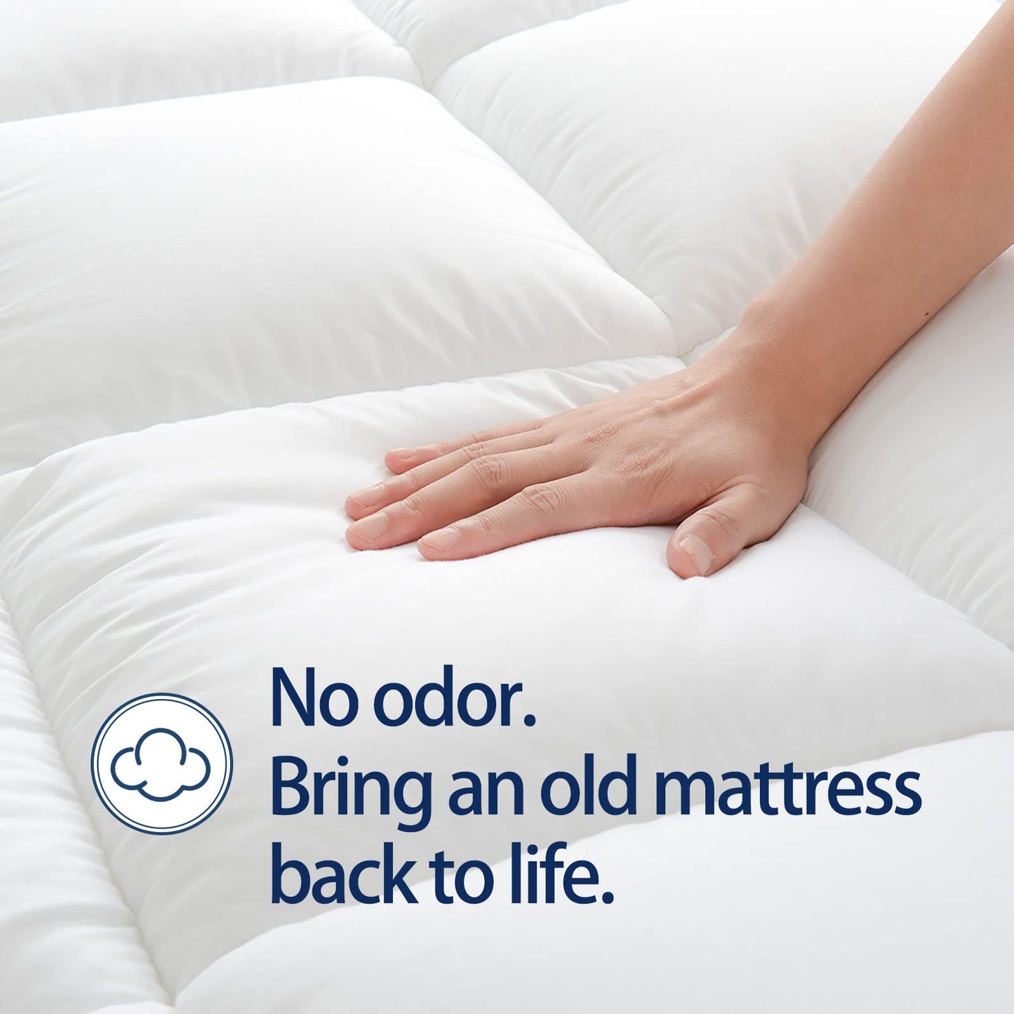 Mattress Topper Twin XL for Back Pain, Extra Thick Mattress Pad Cover, Plush Pillow Top, Deep Elastic Pocket, White