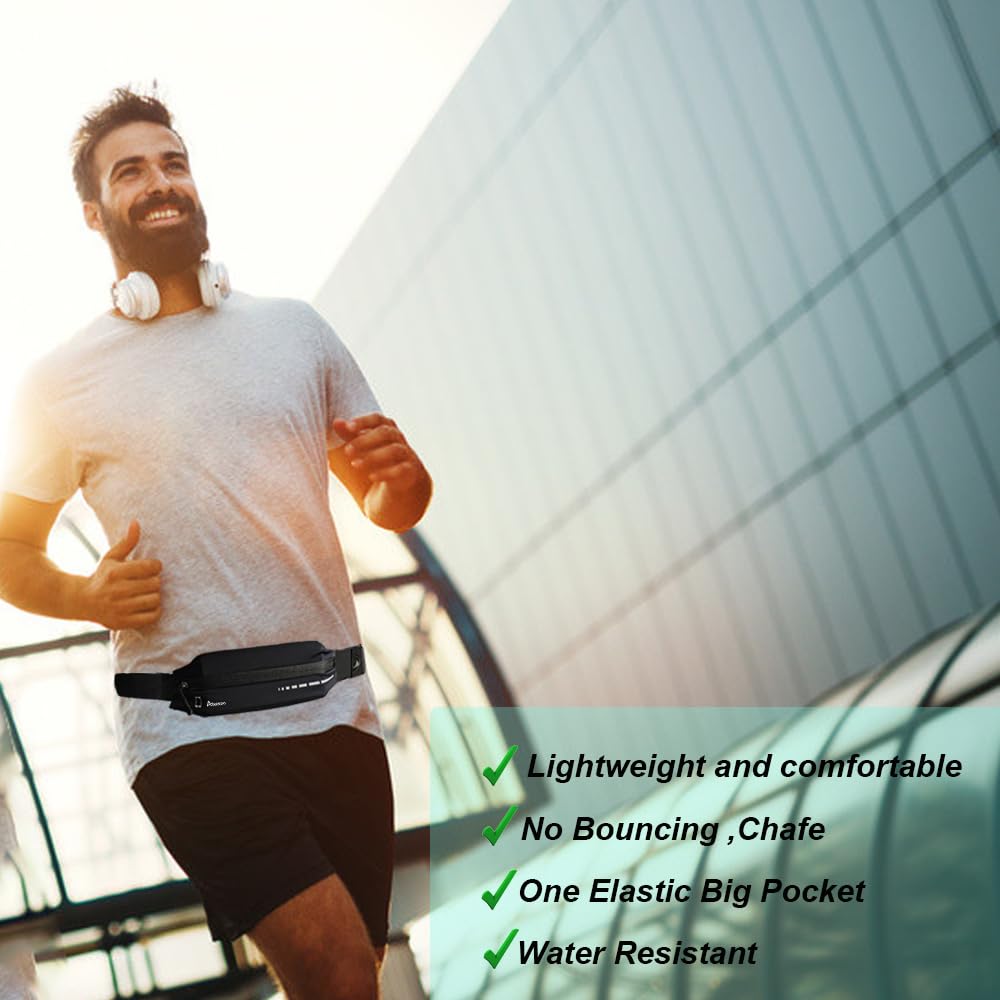 AIKENDO Slim Running Belt for Women Men,Runners Fanny Pack Phone Holder,Running Pouch Waist bag for Workout Jogging,Money Belt Running Gear Accessories