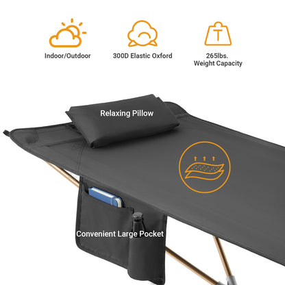 KingCamp Hammock with Stand, Portable Folding Large Oversized XL Heavy Duty Ultralight Lay Flat Sleeping Camping Cot with Carry Bag for Adult Outside Outdoor Backpacking Travel Patio Backyard, Black