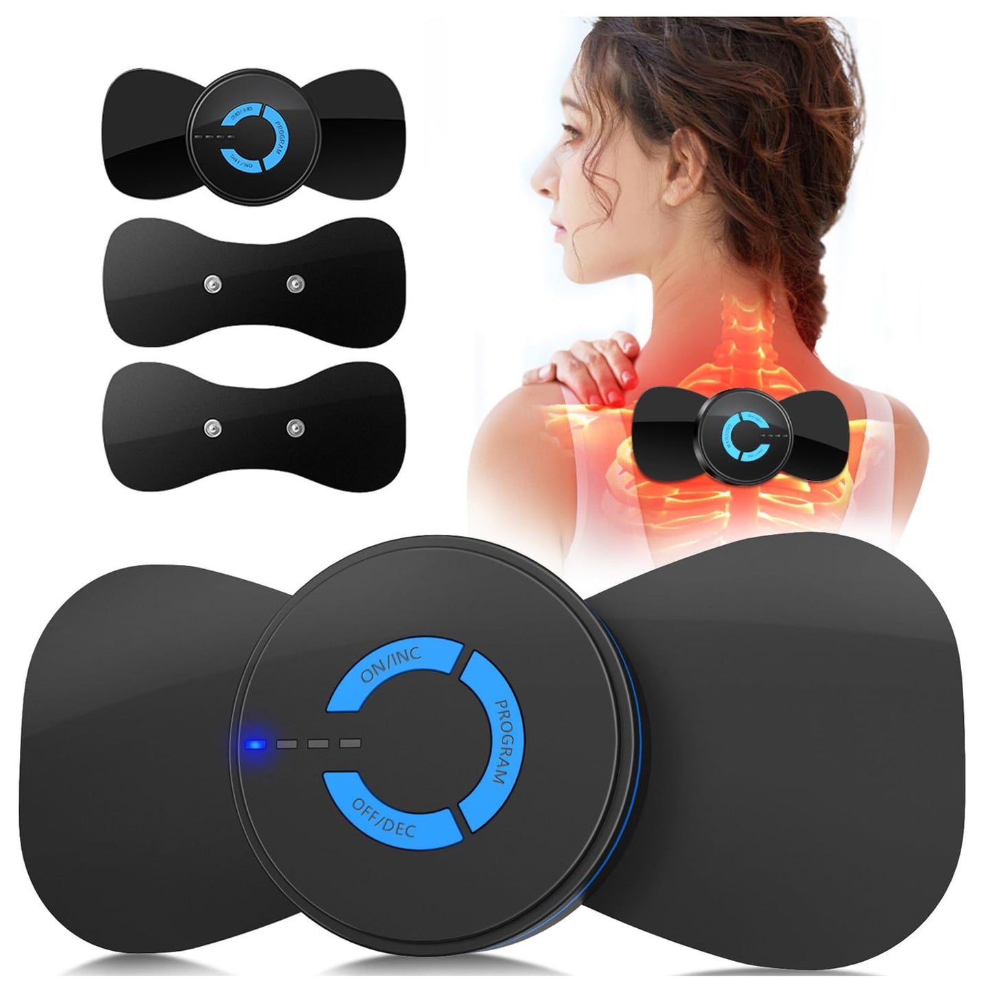 Mini Massager,Rechargeable Intelligent TENS Unit Muscle Stimulator for Pain Relief - FSA or HSA Eligible Deep Tissue EMS Massager Management for Back, Neck, Arm Electronic Pulse Machine