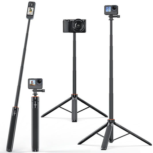 UURig TP21 54inch Telescopic Selfie Stick Long with Tripod, Waterproof Hand Grip with 1/4" Screw for Insta360 X5/X4 /X3/X2 /ACE PRO, DJI Osmo Action 5Pro/4/3,Pocket 3,GoPro Hero 13 12 11 10 9