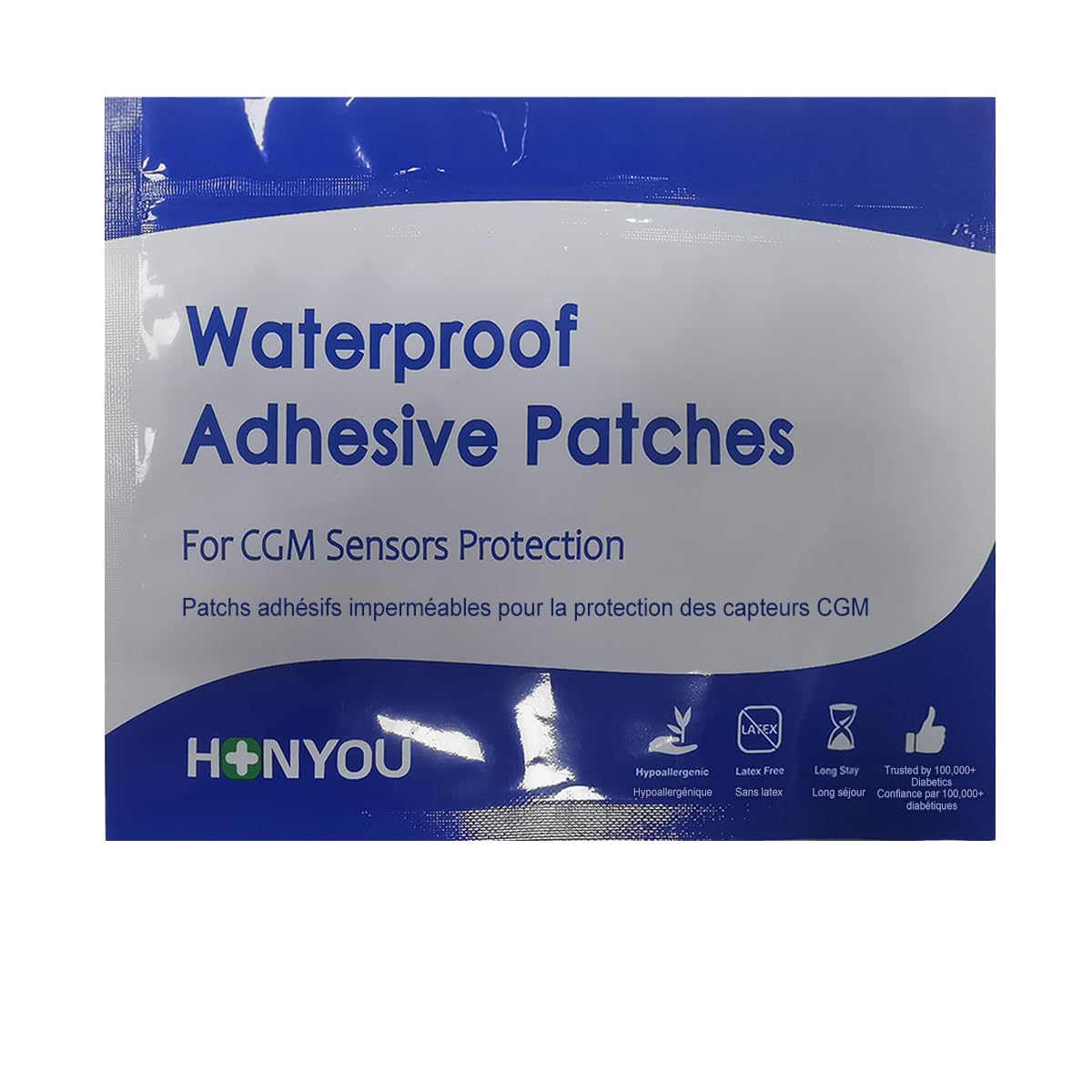 HONYOU Libre 2 Sensor Covers & Lingo CGM Waterproof & Sweat-Proof Adhesive for 14 Days, Pre-Cut Flexible Tape Without Hole, Freestyle & Medtronic Guardian Glucose Monitor Patches, 30 Pack, Tan