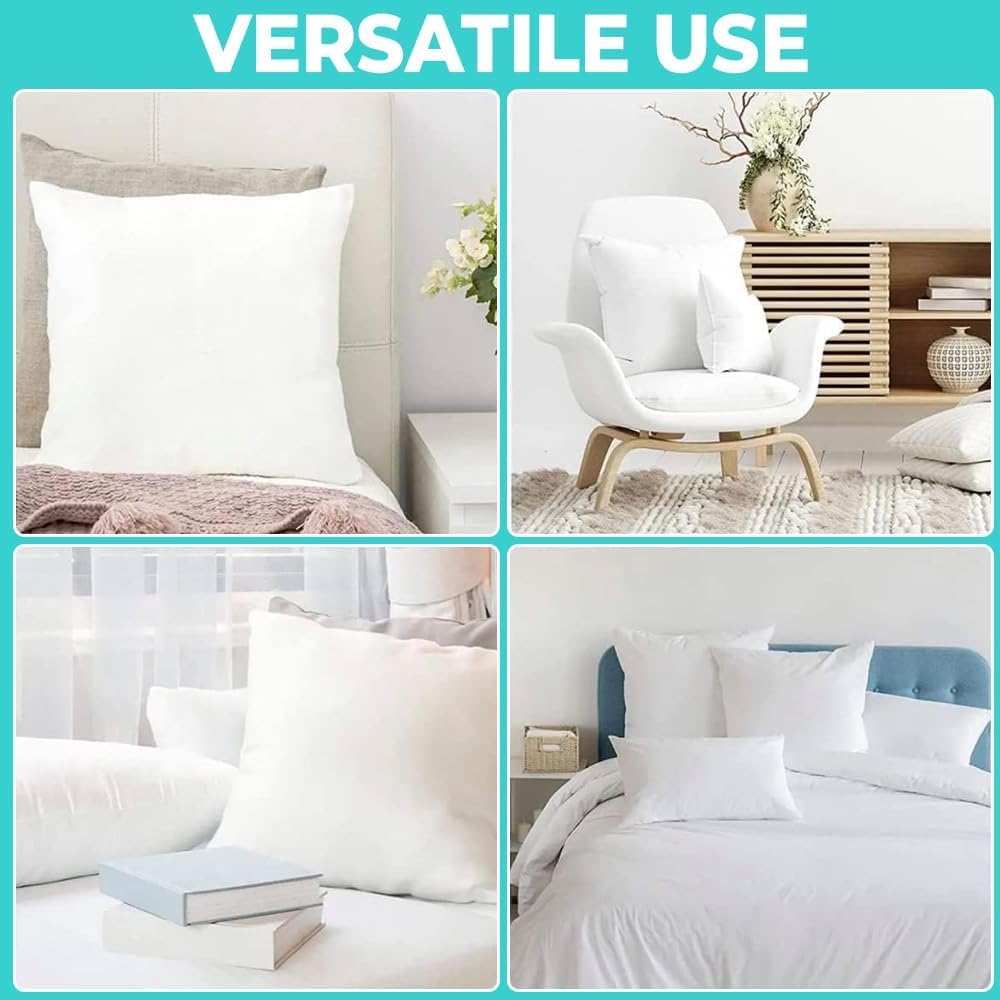 QUBA LINEN Throw Pillow Inserts (Set of 2, White), 18x18 Inches - Premium Cushion Fillers for Sofa, Bed, and Home Décor (18x18 Inch (Pack of 5))