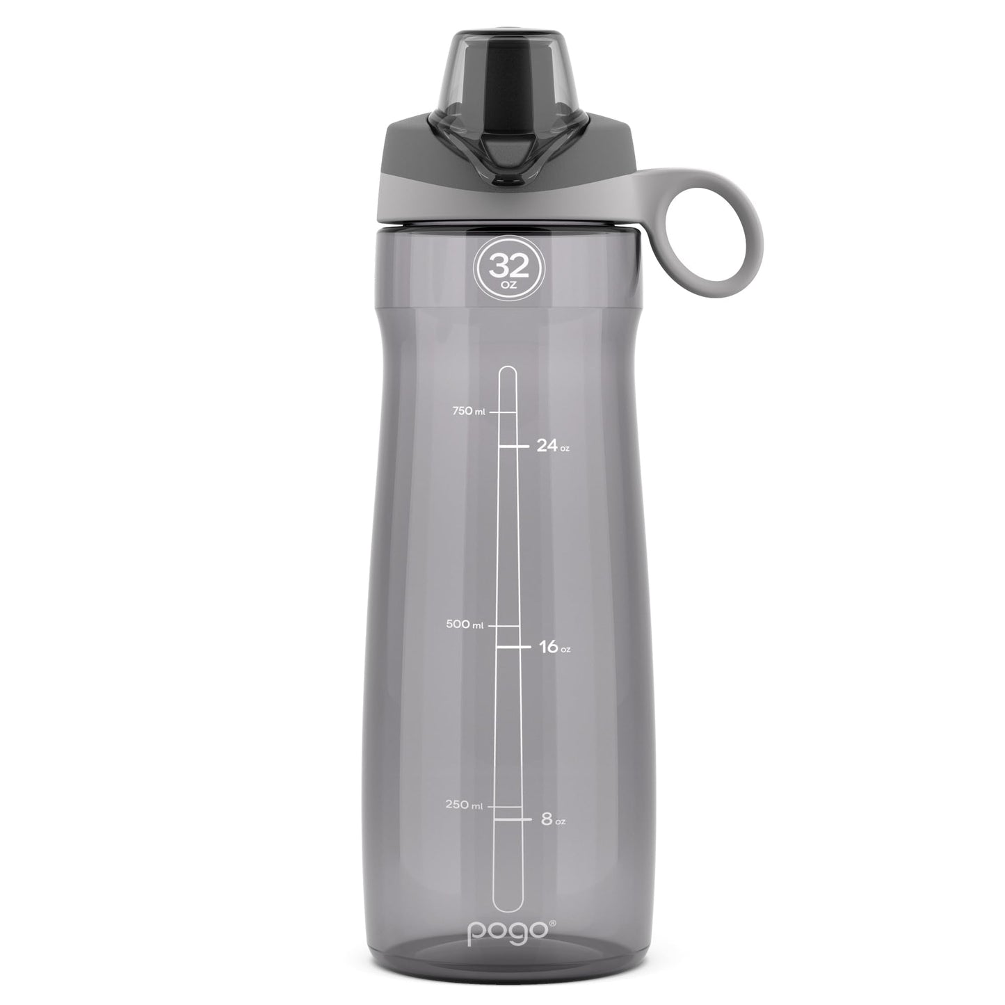 Pogo BPA-Free Tritan Plastic Water Bottle with Chug Lid, 32 Oz, Grey