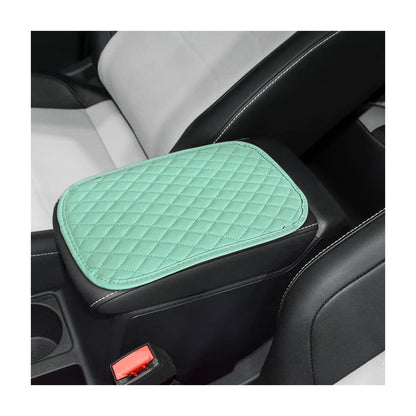 8sanlione Auto Center Console Pad, PU Leather Car Center Console Box Cushion, Non Slip Soft Armrest Seat Box Cover, Waterproof Vehicle Armrest Protector, Car Accessories for SUV Truck (Light Green)