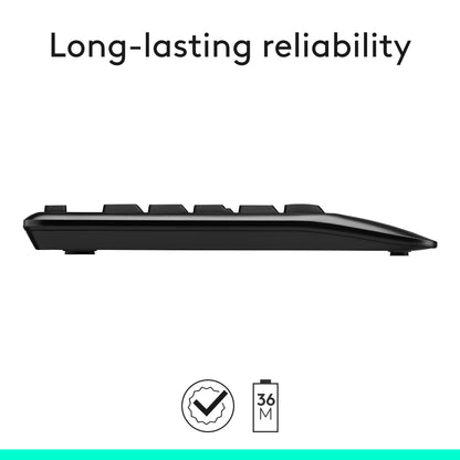 Logitech MK345 Wireless Keyboard and Mouse Combo with Palm Rest, 2.4 GHz USB Receiver, Compatible with PC, Laptop, Black