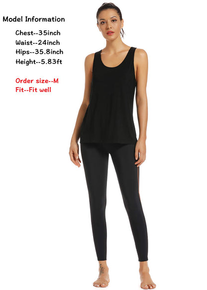 Muzniuer Womens Workout Tank Tops-Open Back Yoga Tank Tops Running Activewear Loose Fit Soft Shirts for Women Blue S