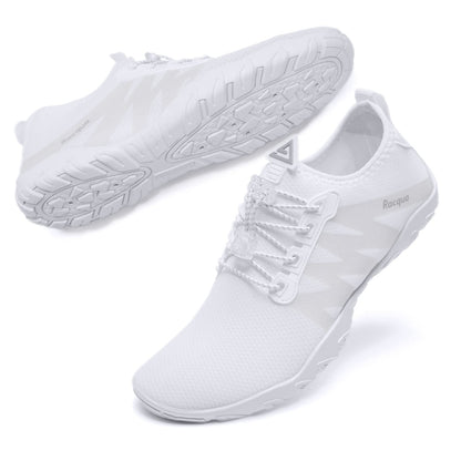 Racqua Womens Swim Water Shoes Quick Dry Barefoot Aqua Shoes Lightweight Beach Surf Diving Kayak Yoga Outdoor Sports White 7 W/6 M