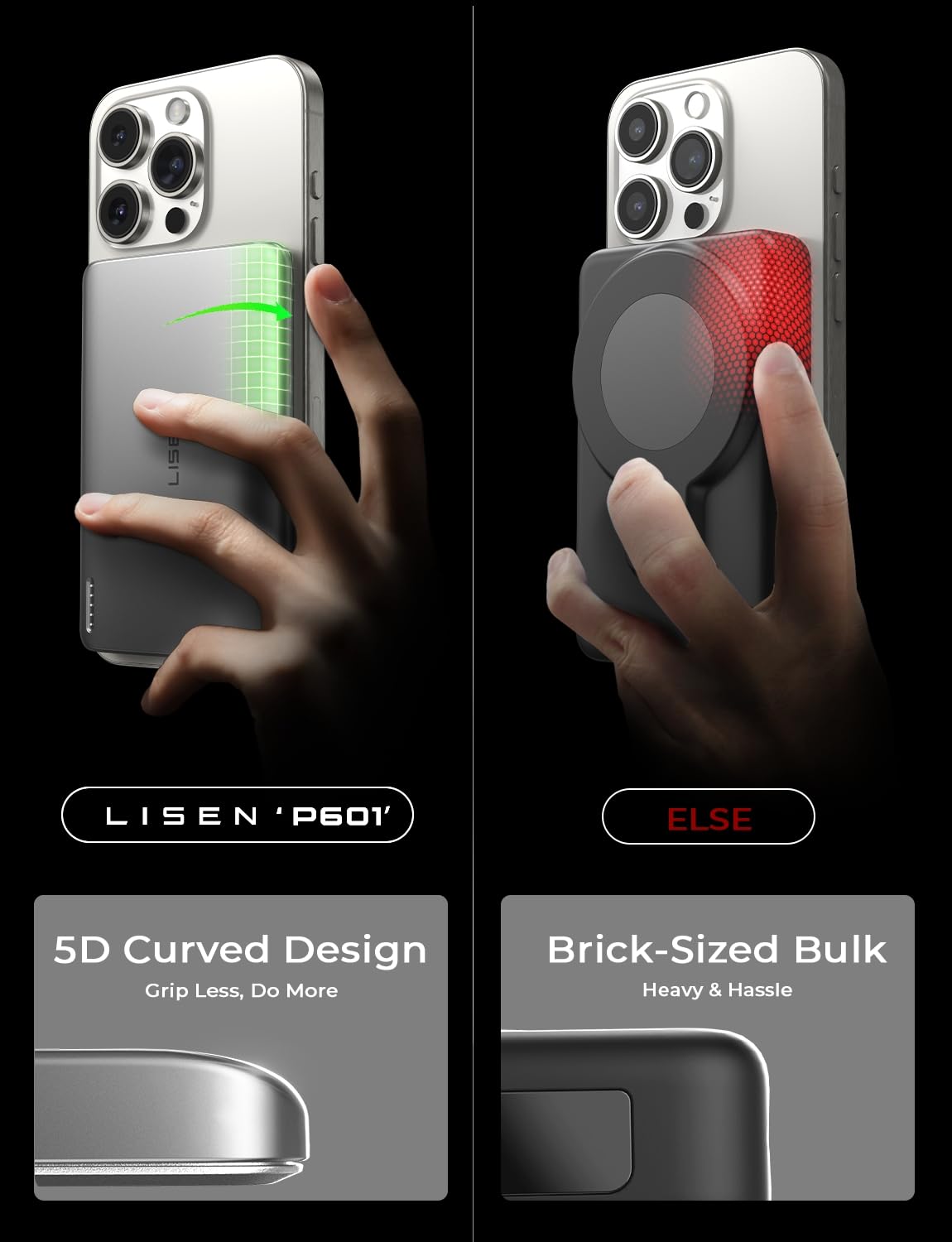 LISEN 0.3‘’ Ultra Slim MagSafe Portable Charger,5000mAh Wireless Card Slim MagSafe Battery Pack,Travel Essentials iPhone Accessories,Magnetic Power Bank for 17 Air iPhone 16 Pro Max Plus/15/14/13/12