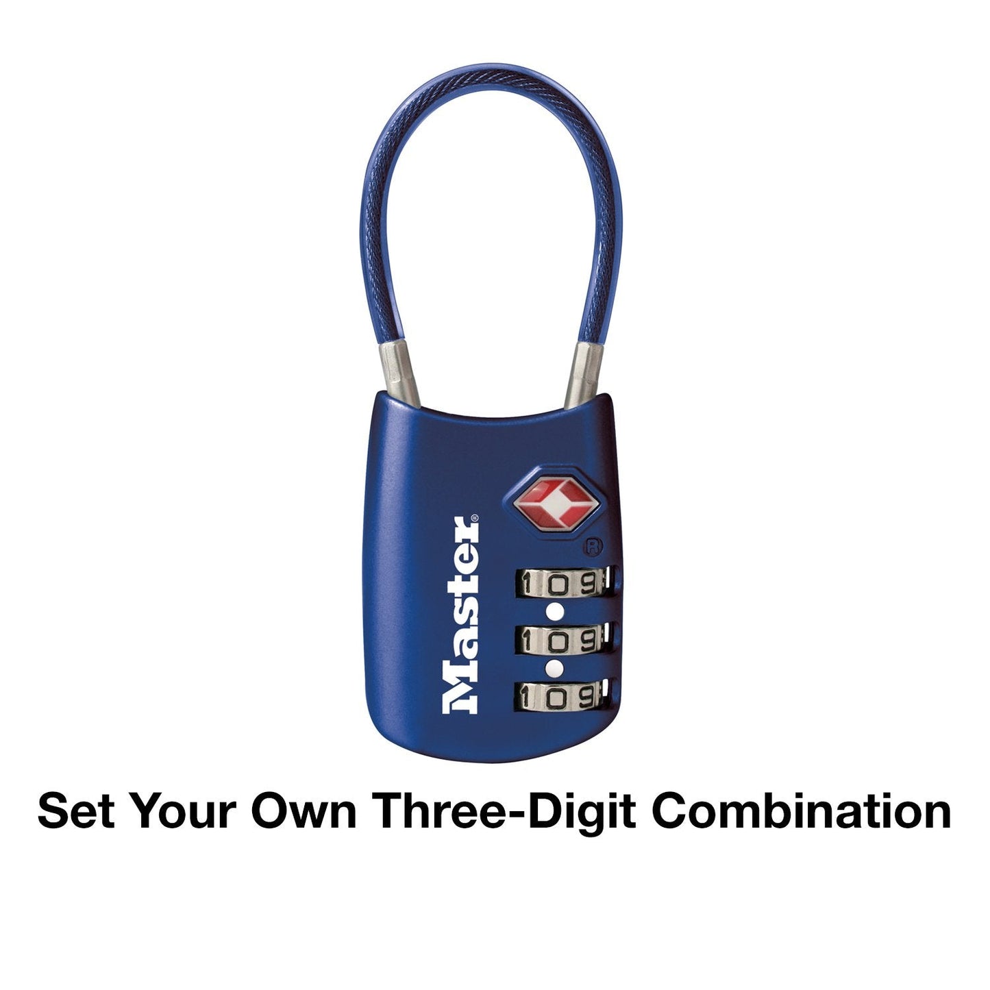 Master Lock Blue Set Your Own Combination TSA Approved Luggage Lock, Travel Zipper Padlock is Perfect for Suitcases, Bags, or Backpacks, 4688D