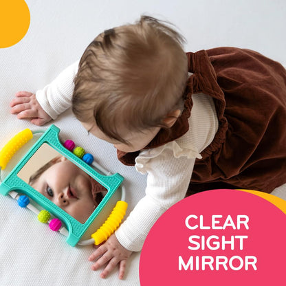 Mobi Peeka Activity Toy - Tummy Time Baby Mirror, Food Grade Silicone Montessori Toys, Shatterproof Mirror for Babies, BPA and Phthalate Free - for 0-6 Months Newborns and Up
