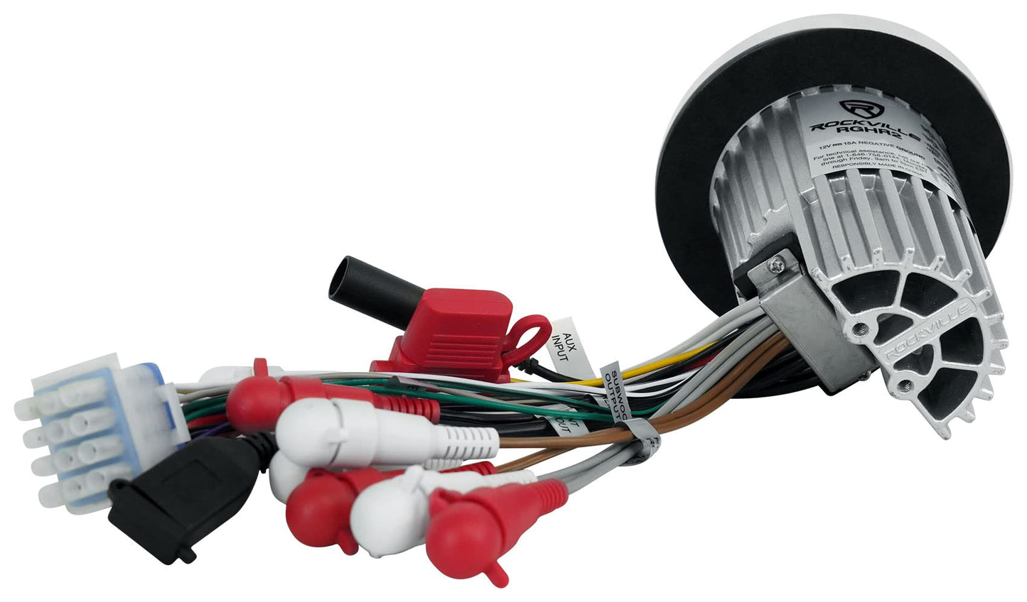 Rockville RGHR2 Marine Gauge Hole Receiver, Bluetooth/USB/AM/FM, TDA7851L Amp, 288W Peak (72W x 4), IP66 Waterproof, Wired Remote, for Boats/ATVs/UTVs