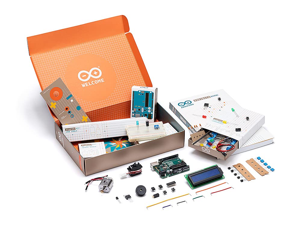 Official Arduino Starter Kit [K000007] – 12 DIY Projects with Electronic Components & English Projects Book – Original Kit from Italy
