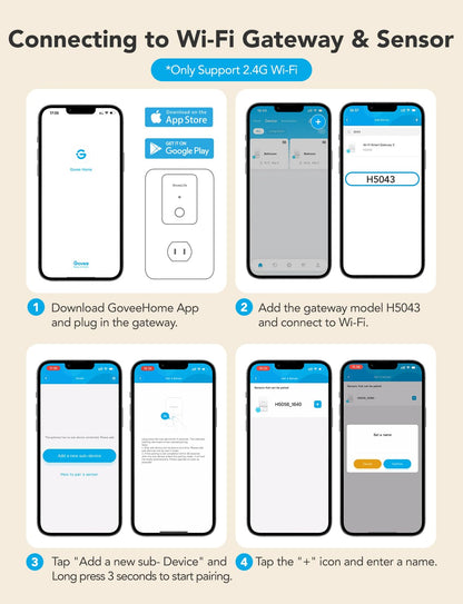 GoveeLife WiFi Water Leak Detector 2 for Home, Smart Water Ieak Sensor 6 Pack with 100dB Adjustable Alarm and App Alerts, LoRa Up to 1968ft Open-Air Transmission Range for Basement, Kitchen, Bathroom