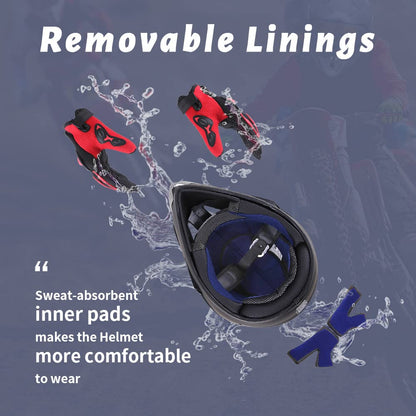 OUMURS Adult Dirt Bike Helmet with Goggles Gloves & Mask Adjustable Sun Visor DOT/FMVSS-218 Motorcycle Adults ATV Helmet Off-Road Motocross Downhill Moped MX BMX for Unisex-Adult-New Black, M