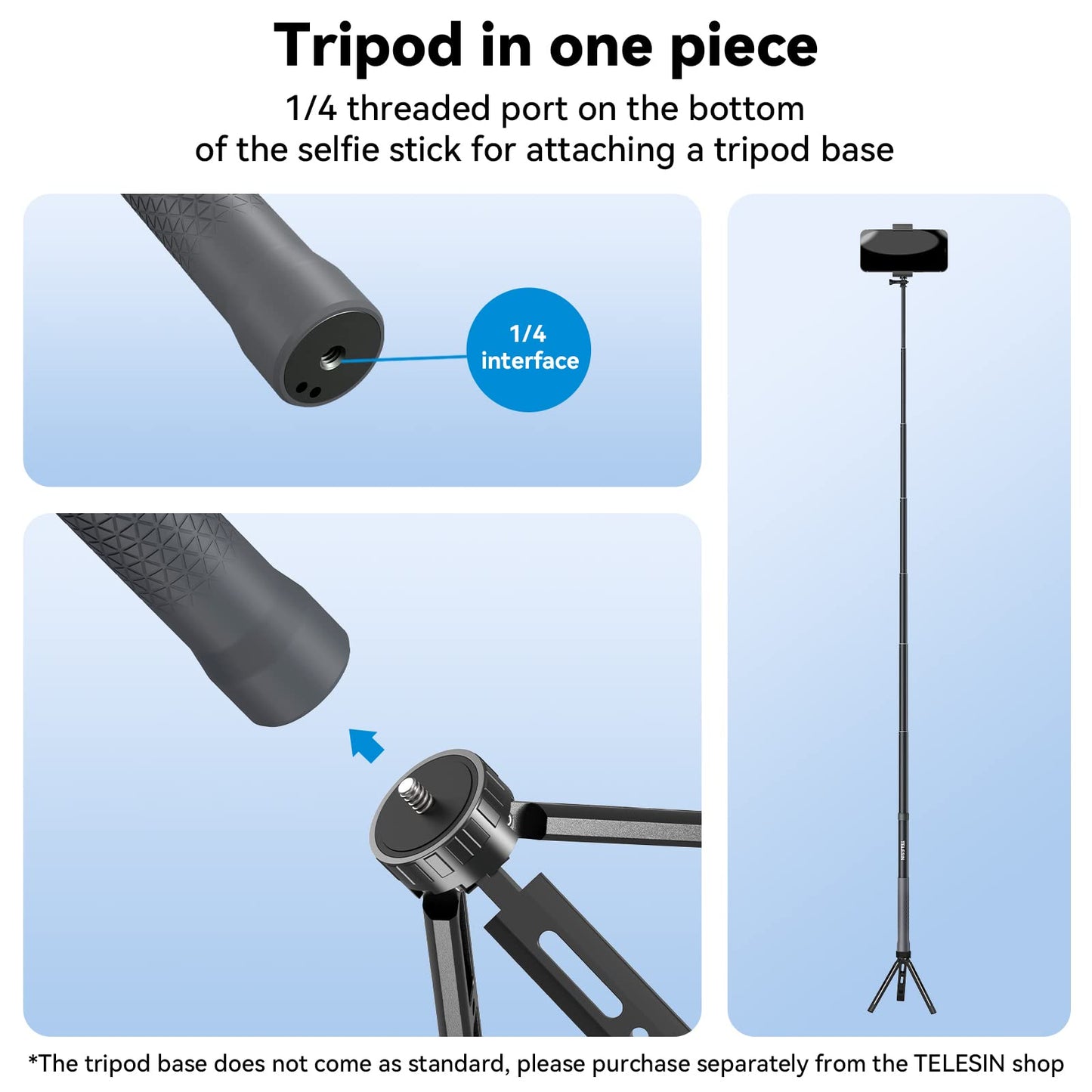 TELESIN G3 Selfie Stick Pole Long Invisible (118"/3M), Carbon Fiber Waterproof Underwater Monopod for GoPro Max 13 12 11 10, Insta360 X3 X4 X5 Ace Pro, DJI Osmo 360 Action Pocket AKASO Bike Motorcycle