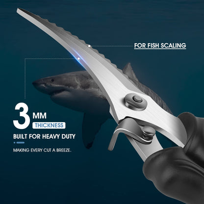 PURPLEBIRD Heavy Duty Poultry Shears, Spring Loaded Kitchen Scissors, Dishwasher Safe Stainless Steel Cooking Scissors, Multipurpose Kitchen Shears for Cutting Chicken and Meat Black