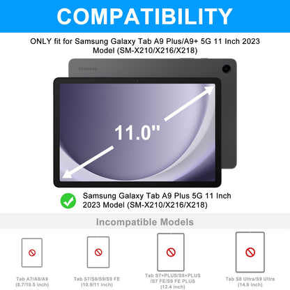 Keyboard Case for Samsung Galaxy Tab A9+ Tablet 11”, Dechatable Keyboard Bluetooth, Smart Cover Galaxy A9 Plus Tablet Case with Keyboard, Leather Folio Case for Tab A9 Plus with Pencil Holder, Black