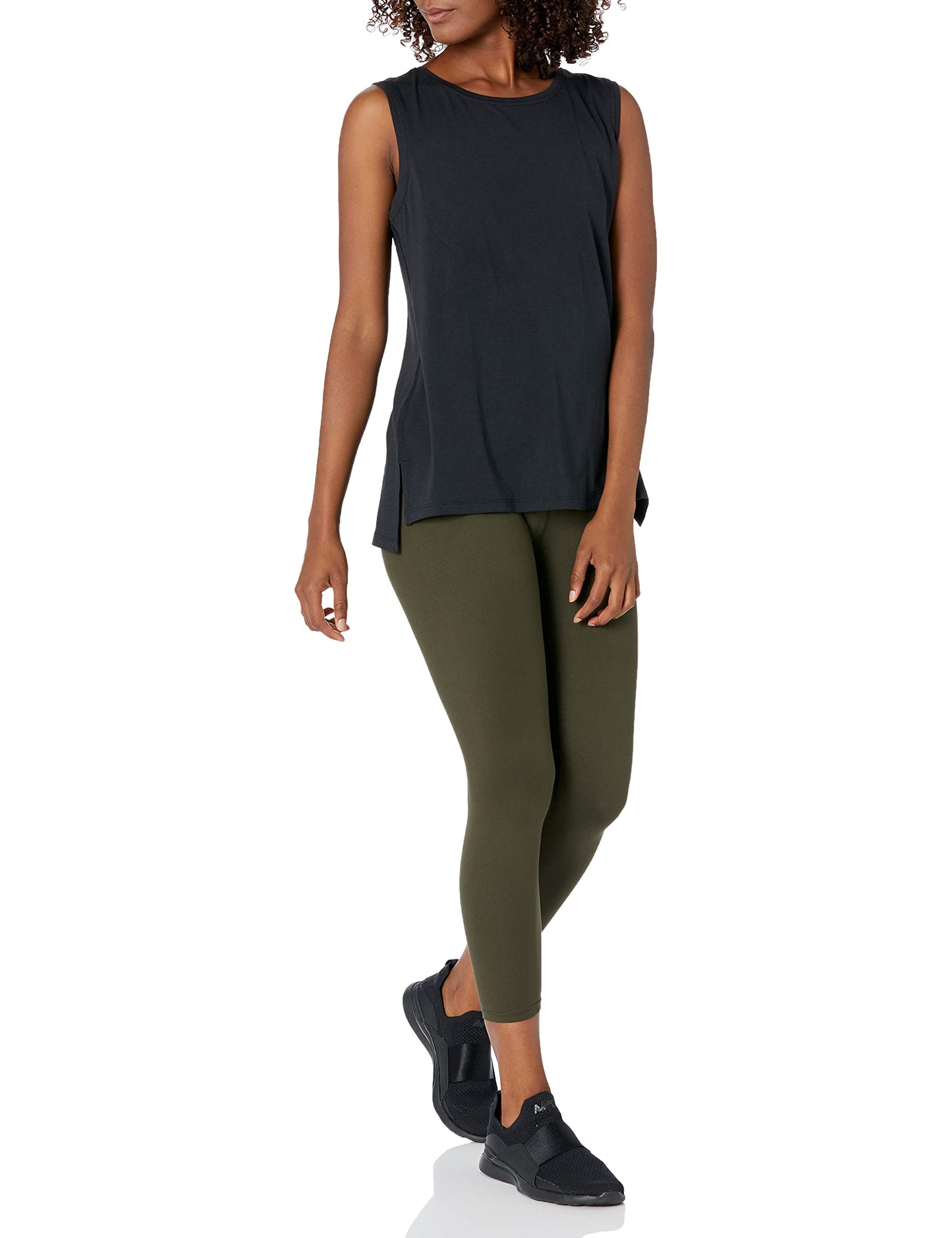 Amazon Essentials Women's Soft Cotton Relaxed-Fit Yoga Tank Top (Available in Plus Size), Black, 2X