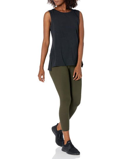 Amazon Essentials Women's Soft Cotton Relaxed-Fit Yoga Tank Top (Available in Plus Size), Black, 2X