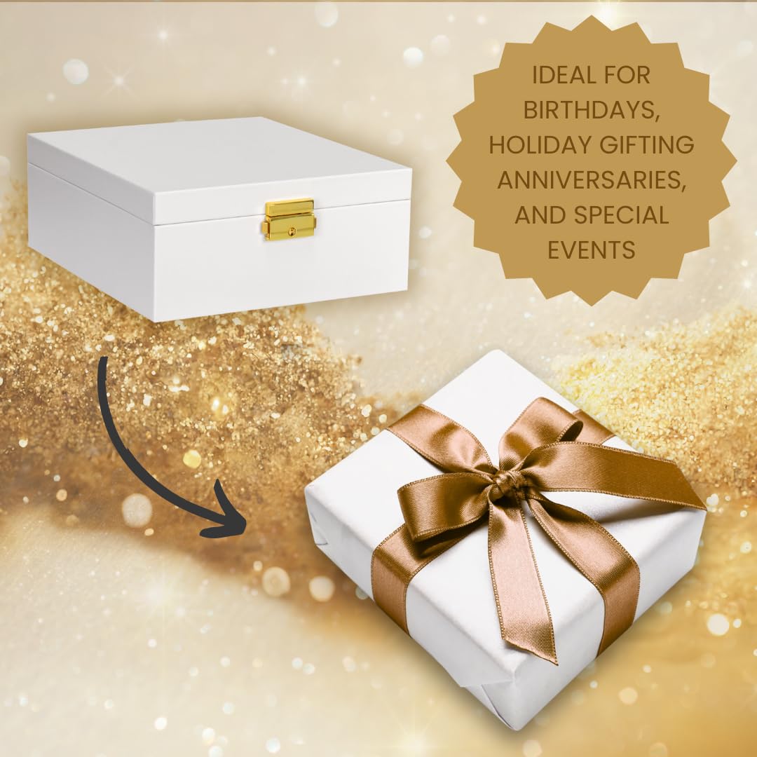 Prestige & Fancy 2 Layer Woman Jewelry Box, Jewelry Organizer For Woman, Men & Girls Large Case 8.5x7.5x3.3in | PU Leather Black Jewelry Gift Storage Boxes For Ring, Necklace & Bracelet With Lock