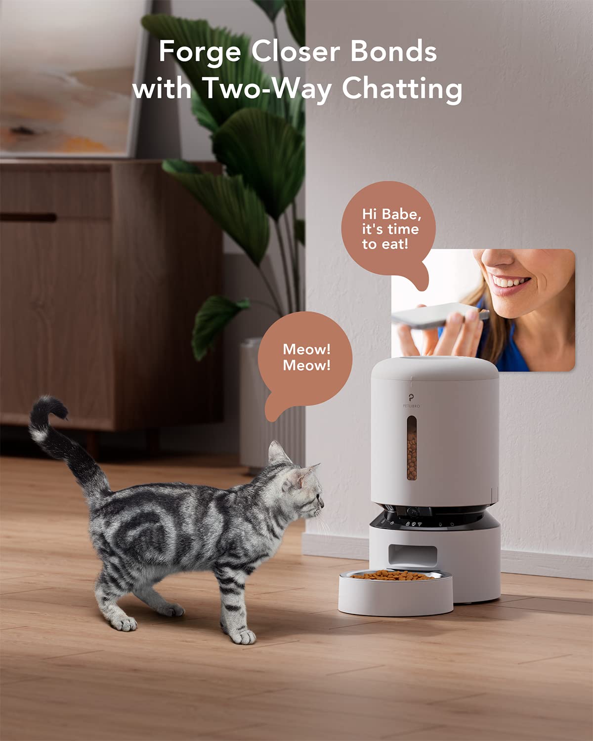 PETLIBRO Automatic Cat Feeder with Camera, 1080P HD Video with Night Vision, 5G WiFi Pet Feeder with 2-Way Audio, Low Food & Blockage Sensor, Motion & Sound Alerts for Cat & Dog Single Tray