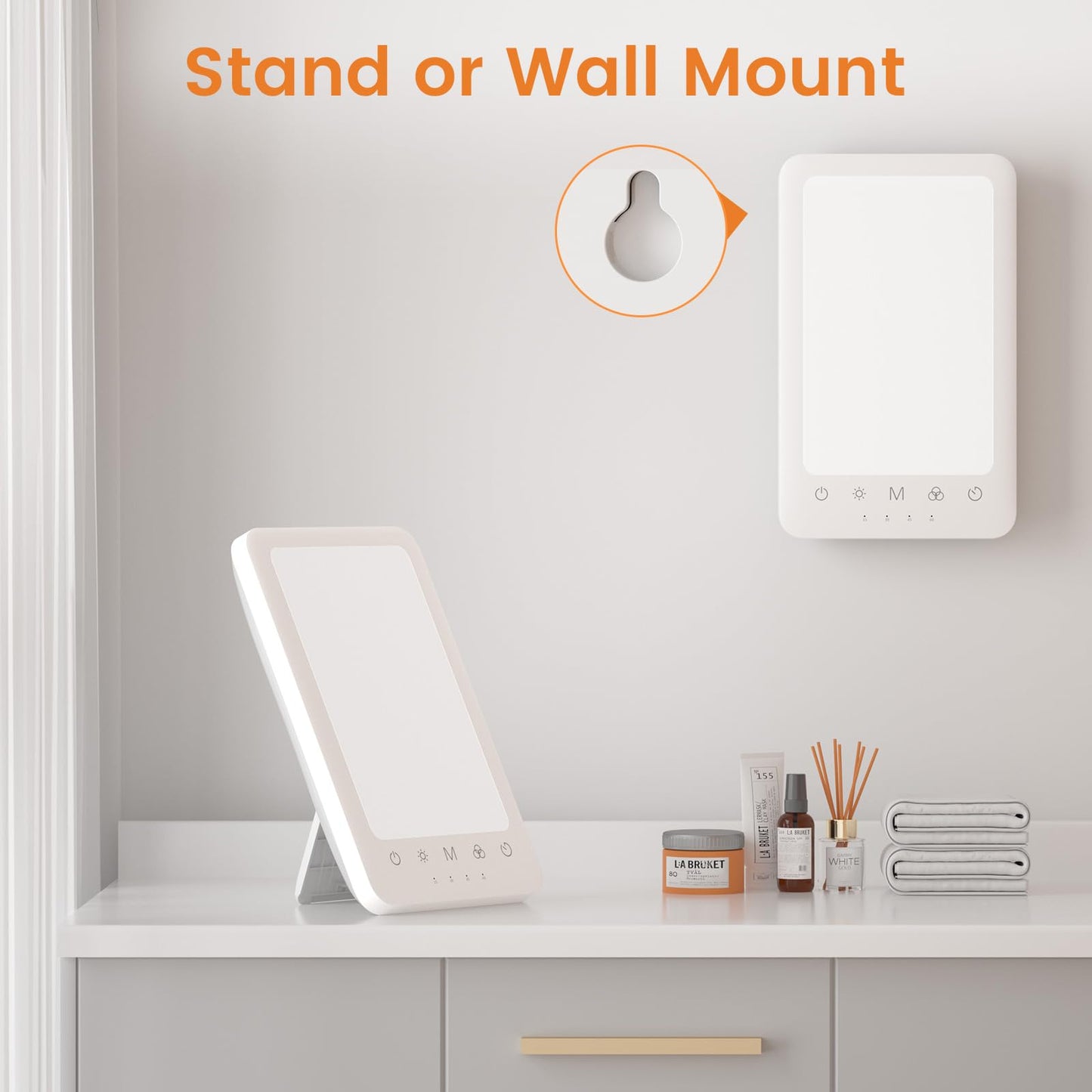 LASTAR Light Therapy Lamp, 10000 Lux Sun Therapy Light with 4 Color Temperature & 11 Colored Lights, Portable Sunlight Lamp with Adjustable Brightness/Timer/Memory