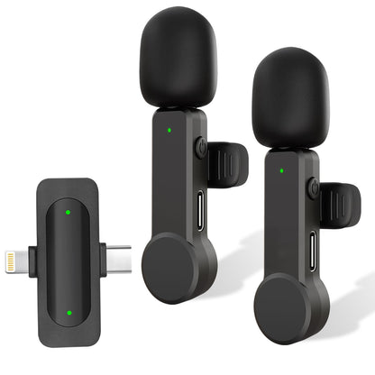 NPTCL Wireless Lavalier Microphone for Android and iPhone 15, Noise Canceling Lav Mic USB C Lapel Mic with Lighning Adapter for iPhone Video Recording Vlog TikTok