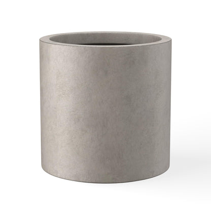 Kante 12.6" Dia Round Concrete Planter, Modern Style Large Cylindrical Plant Pot with Drainage Hole and Rubber Plug for Indoor Outdoor Patio, Weathered Concrete