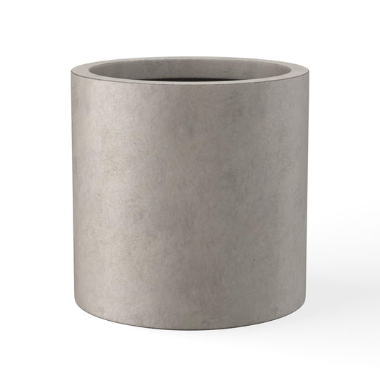 Kante 12.6" Dia Round Concrete Planter, Modern Style Large Cylindrical Plant Pot with Drainage Hole and Rubber Plug for Indoor Outdoor Patio, Weathered Concrete
