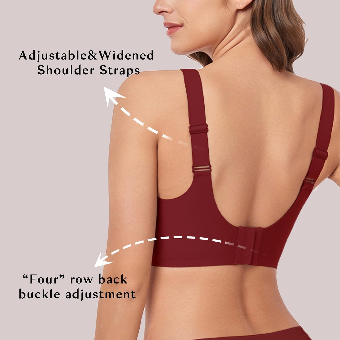 MOEOZLLO V Lace Bras for Women No Underwire Seamless Bralettes for Women Wireless Bra Soft Support Everyday T Shirt Bras -Red,L