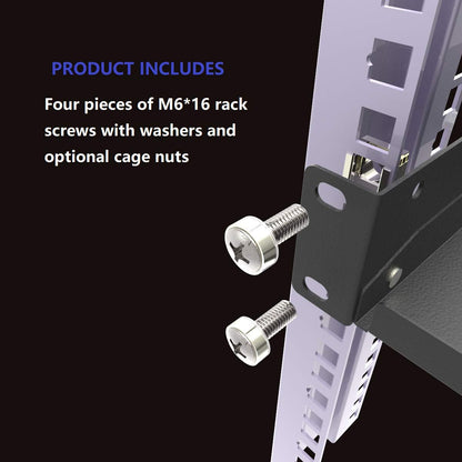 Jingchengmei 1U Disassembled Vented Cantilever Server Rack Mount Shelf 10"(254mm) Depth for 19-Inch Network/AV Equipment Rack and Cabinet(1U10V)