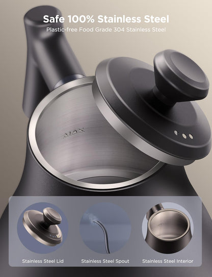 Govee Smart Electric Kettle, WiFi Variable Temperature Gooseneck Pour Over Kettle and Tea Kettle, Alexa Control, 1200W Quick Heating, 100% Stainless Steel, 0.8L, Matte Black