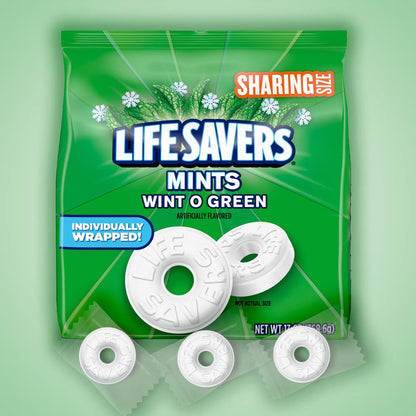 LIFE SAVERS Wint-O-Green Flavor Breath Mints Hard Candy, Sharing Size, LIFE SAVERS Hard Candy, 13 oz Bag