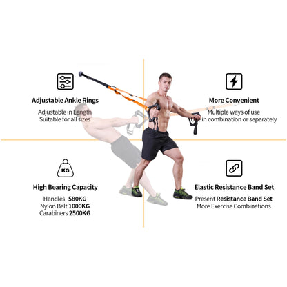 Moulyan Bodyweight Resistance Training Straps,Suspension Training Straps Complete Home Gym Fitness Trainer kit for Full-Body Workout Easy Setup Gym Home Outdoors