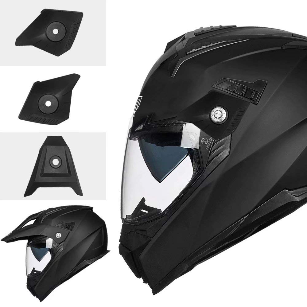 ILM Off Road Motorcycle Dual Sport Helmet Full Face Sun Visor Dirt Bike ATV Motocross Casco DOT Certified Model 606V (Matte Black, Large)