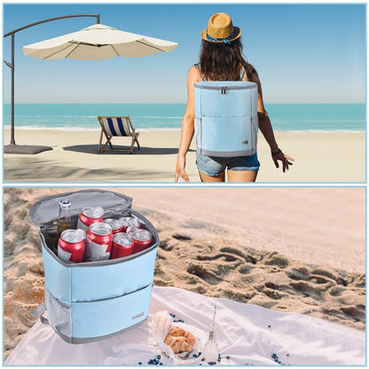 Insulated Cooler Backpack Outdoor - Leak Proof Backpack Cooler 30 Cans, Waterproof Lightweight Cooler Bag for 12h Hot/Cold Retention - Portable Soft Cooler for Travel, Camping, Beach-PowderBlue