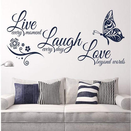 Live Love Laugh Set 3 Wall Sticker Motivational Decals,Family Inspirational Wall Stickers Quotes(18x39, Black)